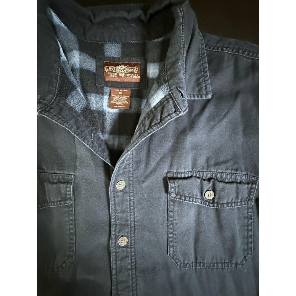 Levi Strauss Mens Fleece Lined Canvas Shirt Jacket Workwear Chore Size XXL